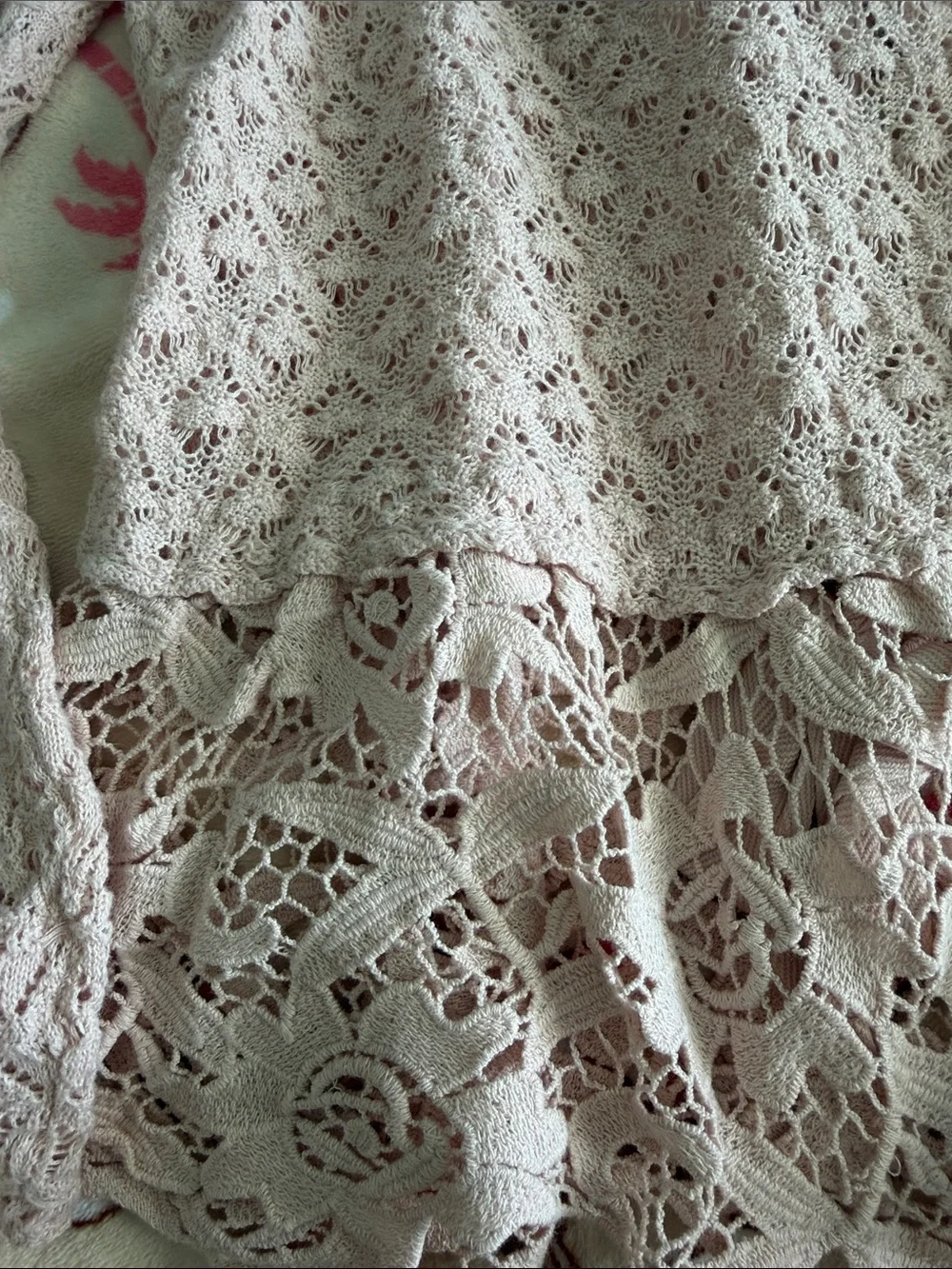 Free People Cottagecore Coquette Open Back Bow Lace Light Blush Pink Top Large